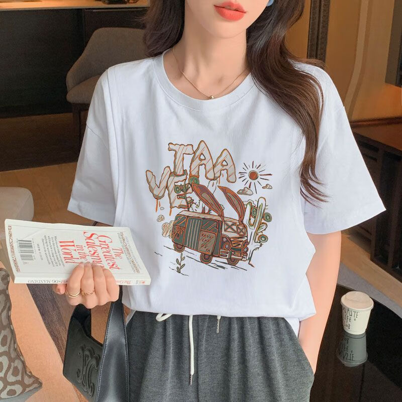 雅尔索孕妇装T恤哺乳上衣���外出夏季侧翻喂奶衣服短袖产后孕妇夏装哺乳 白色（侧翻哺乳口） M