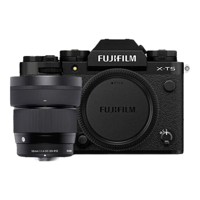 富士（FUJIFILM）富士XT5 X-T5 专业微单数码相机 高清6K Vlog直播摄影摄像照相机 X-T5 黑+适马56F1.4mm定焦镜头 官方标配+128G高速内存卡