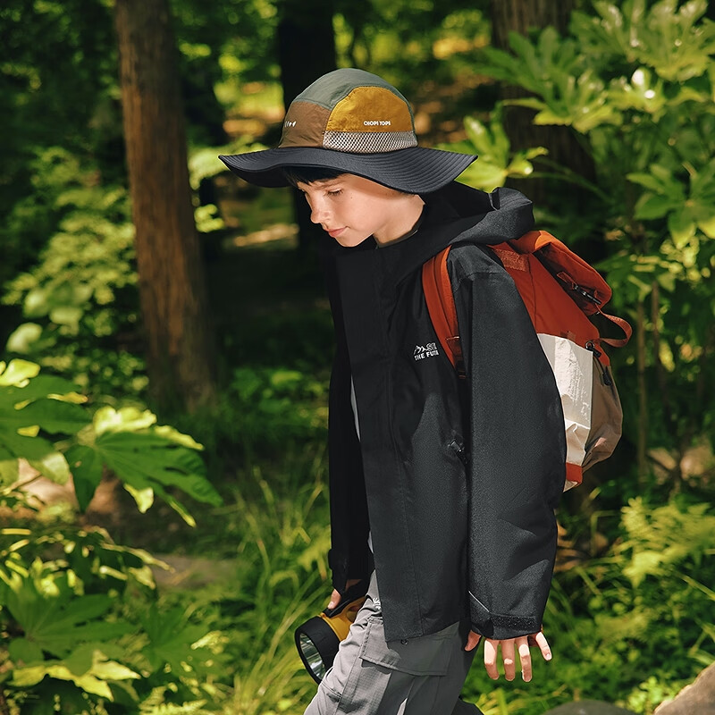 巴拉巴拉【冲锋衣】balaone儿童外套男女童上衣2025新款秋防泼水 黑色90001 165