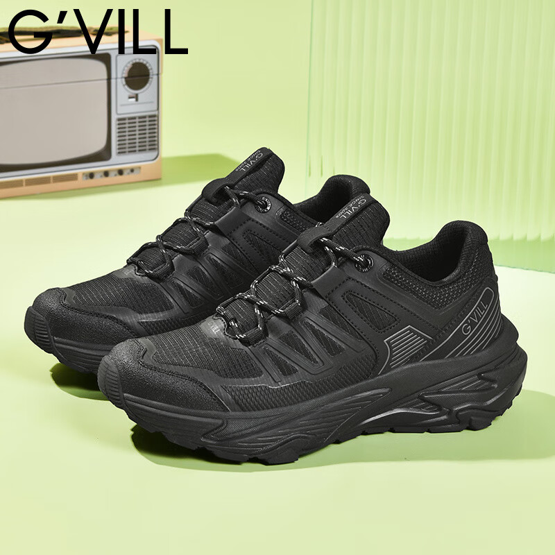 贵之步秋冬季新款增高柔软减震运动鞋男鞋低帮厚底潮流舒适休闲鞋 黑色 G018 40 （运动鞋码）