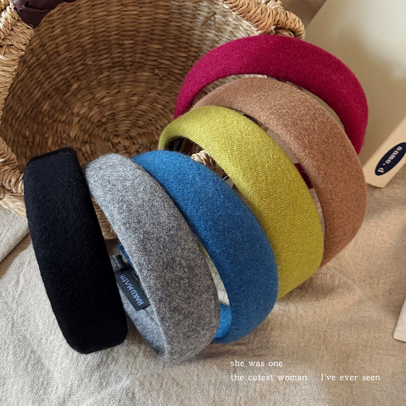 清晨的星星韩系日常外戴毛呢发箍女高颅顶发卡洗脸压发头箍2025秋冬新款发饰 奶咖色