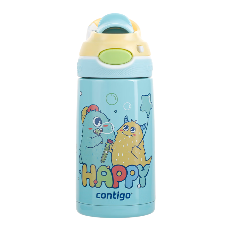 contigo 康迪克  兒童保溫杯不銹鋼保冷防漏鴨嘴吸管水杯幼兒園保溫 直飲-代莫絲怪獸410ml
