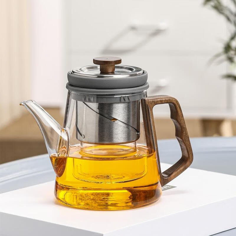飘逸杯泡茶壶大容量家用过滤冲茶器耐高温电陶 木把飘逸壶【长嘴款】