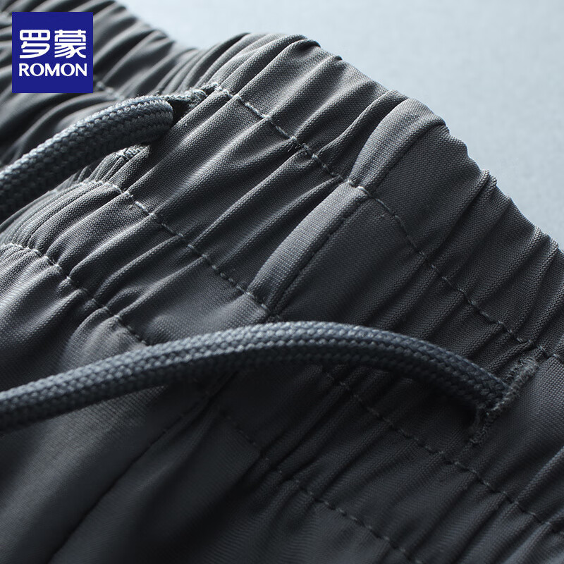 罗蒙（ROMON）冰丝休闲裤男2026夏季薄款宽松直筒凉感男士弹力速干长裤子 黑色 (直筒款) 2XL