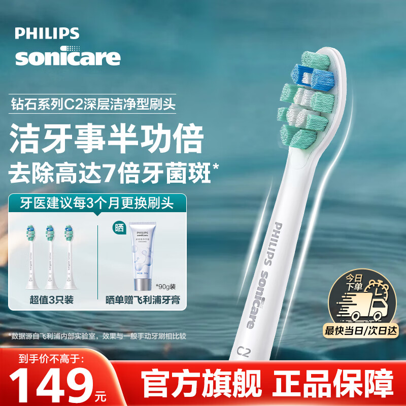 ������ C2����͵綯��ˢͷ HX9023/67 3֧ ������ʯ3ϵ/HX51ϵ�е� 83.92Ԫ