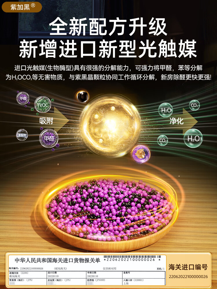 紫加黑[除甲醛神器新房急入住]活性炭包光觸媒去甲醛裝修家用碳包竹炭包 新房快速除醛-1天住新家 紫加黑--變色除醛創(chuàng  )始人