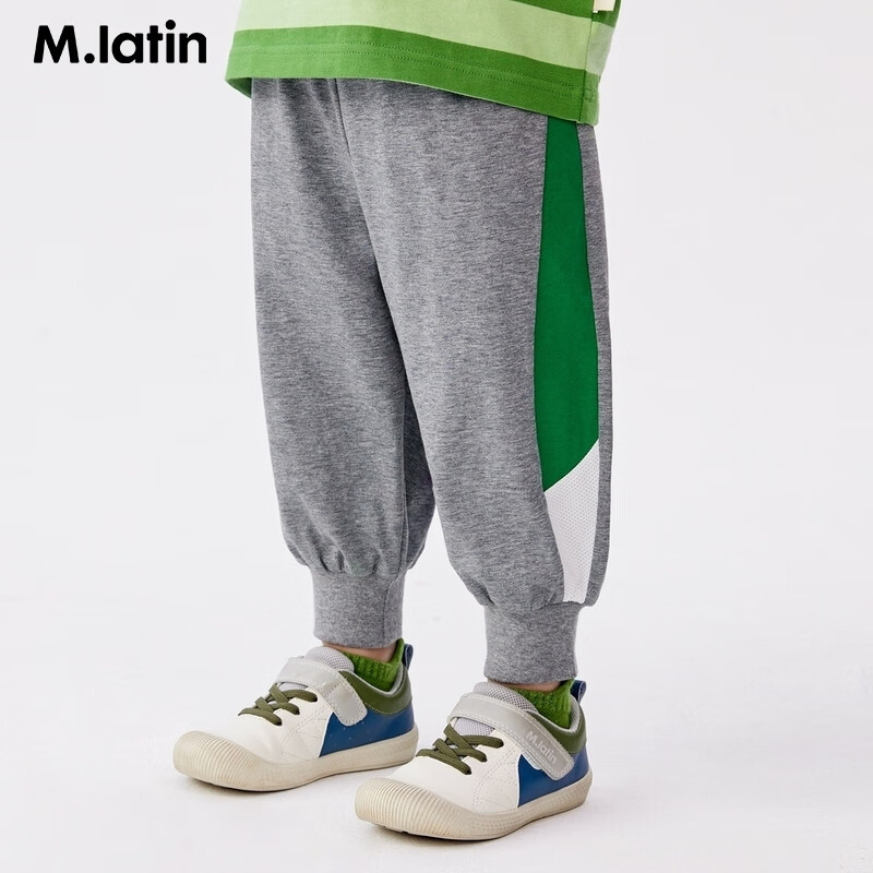 马·拉丁（M.Latin）马拉丁童装儿童裤子25夏装新款男女大小童多色网格拼布针织长裤 中杂灰 110