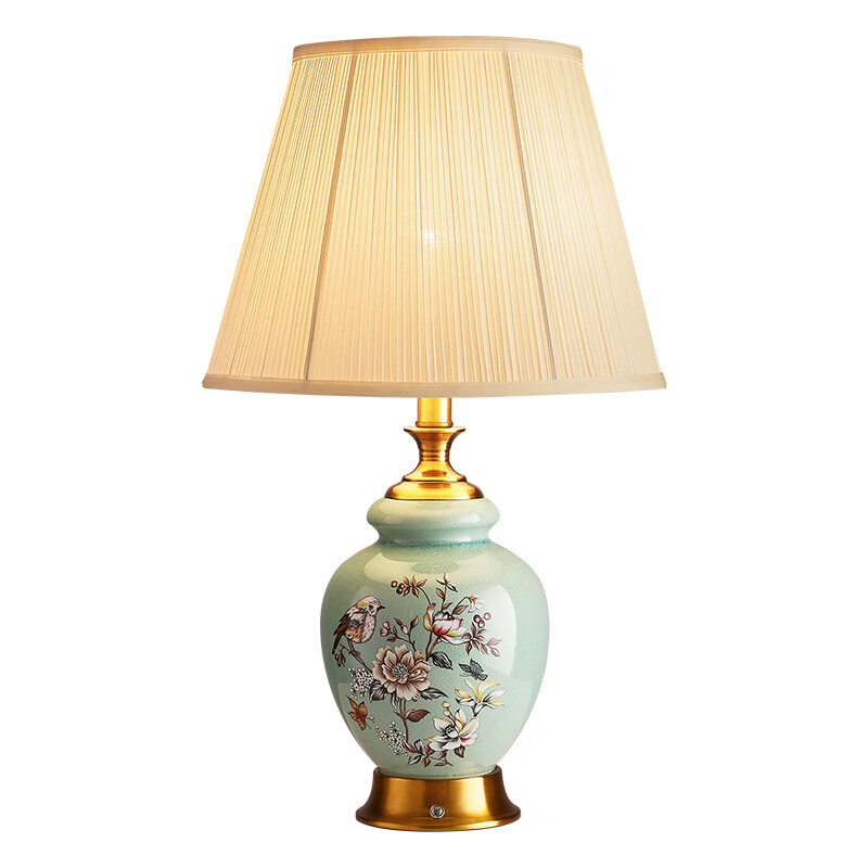 卡希蒂纳陶瓷轻奢充电小台灯欧式客厅书房卧室床头灯美式复古触摸温馨浪漫 TC315陶瓷台灯 充电开关