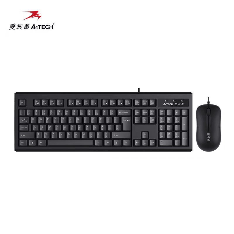 雙飛燕（A4TECH）WKM-1000鍵盤鼠標套裝 全新辦公商務(wù)黑色USB防潑濺 USB鍵鼠套裝 【W(wǎng)KM-1000】