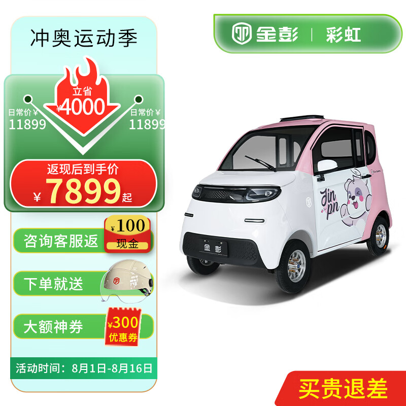 金彭彩虹两门电动四轮车家用成人女士电动带篷小轿车老年代步电动车