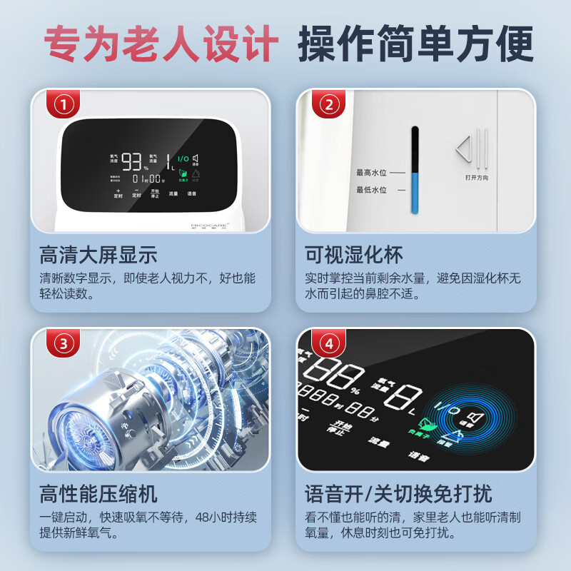 迈克凯尔吸氧机5升L家用制氧机老人孕妇用呼吸制氧雾化一体机轻音吸氧机 【医院雾化款】5升大流量可调+轻音制氧+ 定时供氧