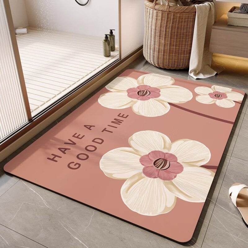 KAYE浴室地垫洗浴间速干防滑垫卫生间门口吸水脚垫家用洗手台卫浴垫子 GZN-冰粉红 40X60cm