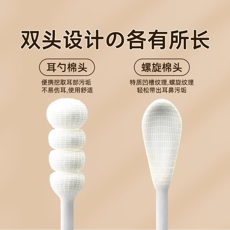 BIBK日本品质日本棉签掏耳朵专用医用无菌家用挖耳勺粘大人螺旋儿童双 【96%人选择】升级纸轴棉棒耳勺白色2盒200支 【升级纸轴棉棒耳勺-O痛挖耳】