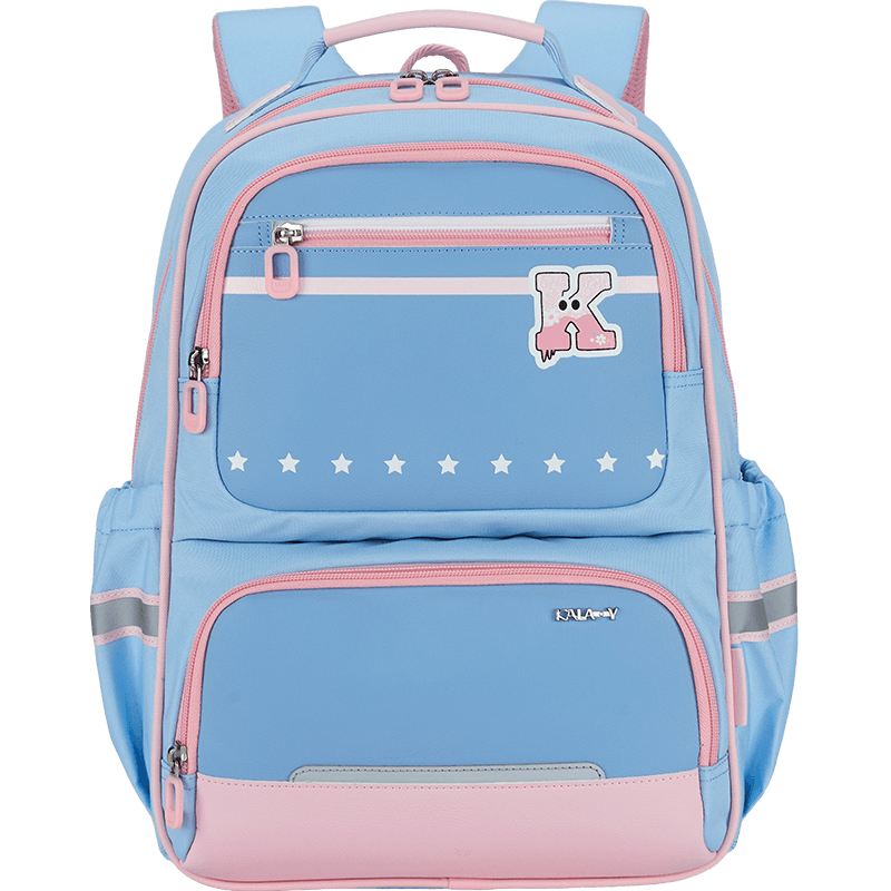 卡拉羊（KALA·Y）小学生书包防下坠减负风琴书包小学生1-6年级轻便减负双肩包 【粉蓝】轻自重 20L【推荐3-6年级】