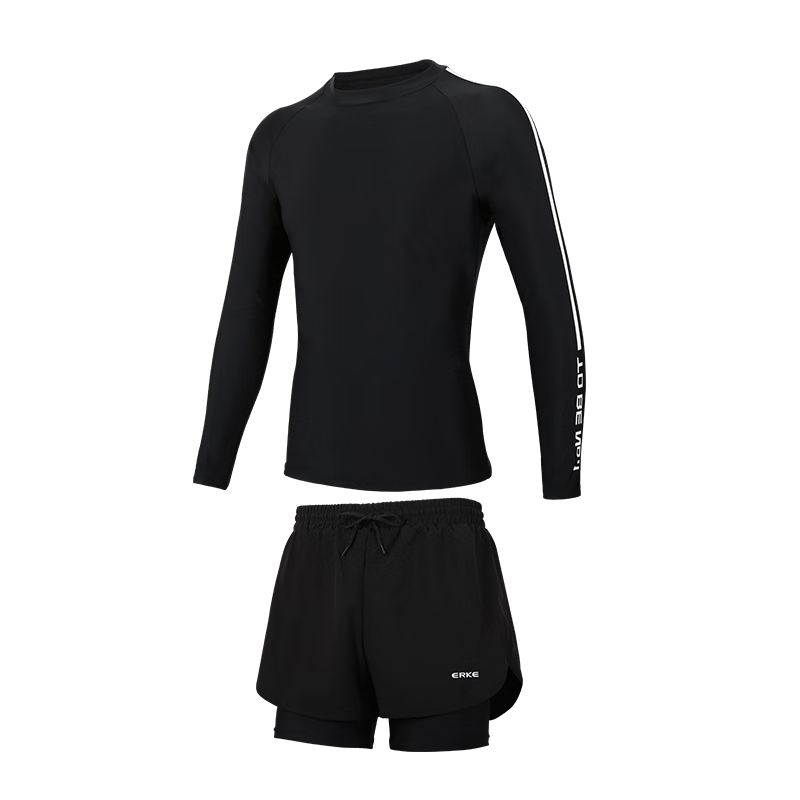 鸿星尔克（ERKE）泳裤男士泳衣套装长袖上衣游泳裤防尴尬游泳衣泡温泉