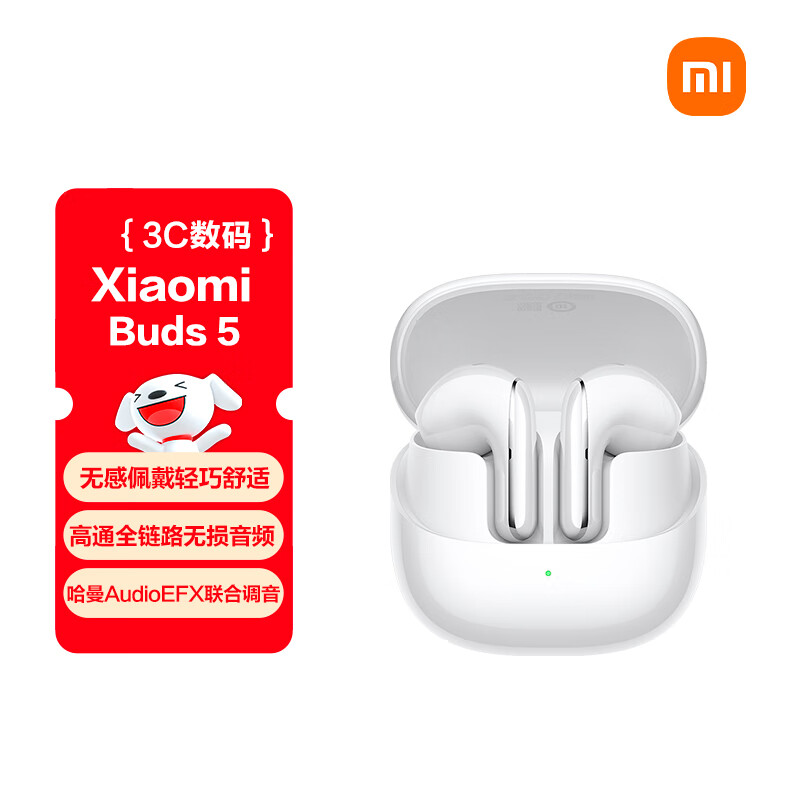 小米（MI）Xiaomi Buds 5【雷总同款】降噪耳机 半入耳式蓝牙耳机 适用于安卓苹果手机（雪山白）