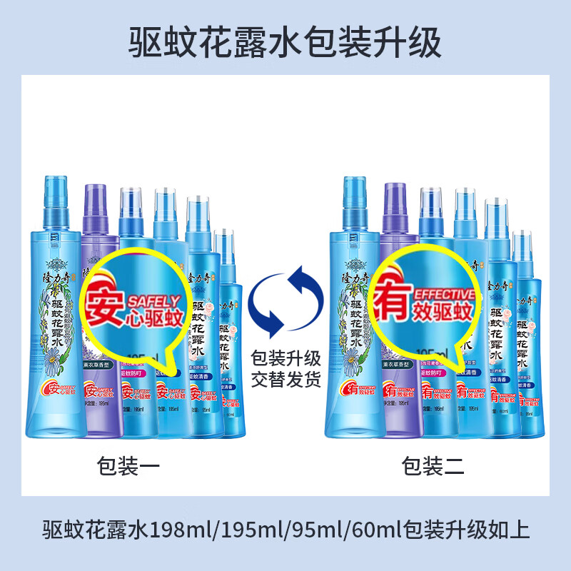 隆力奇驱蚊花露水(喷雾型)安心避蚊驱蚊香气幽雅清新蚊不叮企业团购 【团购】驱蚊花露水195ml*30瓶