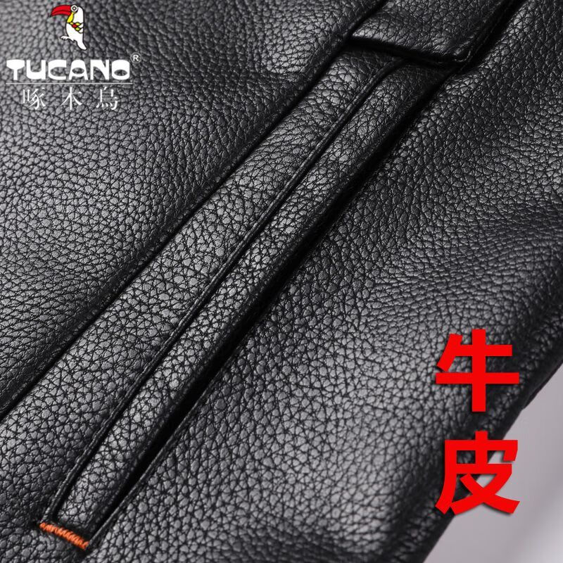 啄木鸟(TUCANO)头层牛皮真皮皮衣男秋冬新款立领皮夹克中年商务休闲爸爸装 棕色-立领【质保五年】 薄款 L 175建议115-130斤