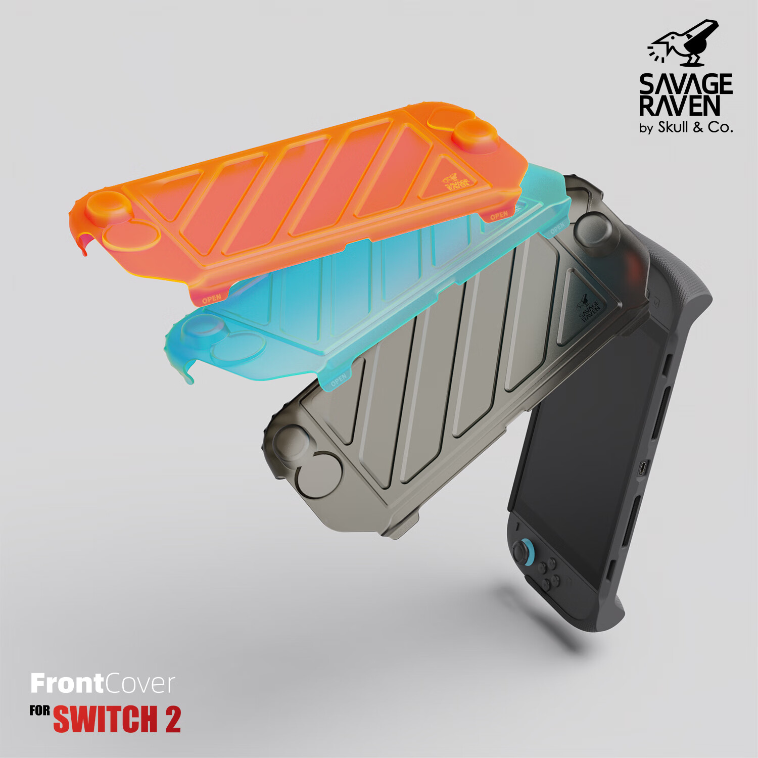 Skull & Co.Switch2保护壳 自行直立设计 提升手感 StandGrip2 skullco 骷髅雾鸦 Savage Raven 单上盖【荧光橙】