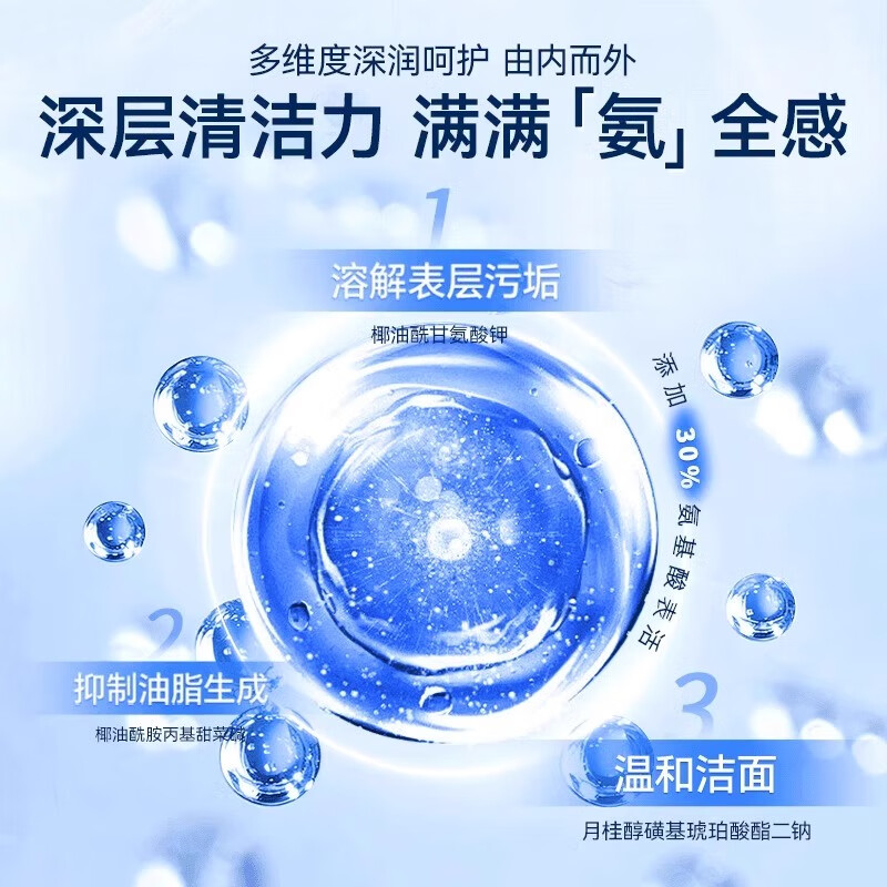 温博士氨基酸洗面奶男女学生敏感肌专用洁面乳深层清洁控油收缩毛孔角质 2支[30%氨基酸]全肤质可用