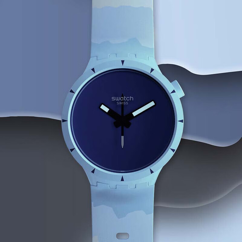 斯沃琪（Swatch）瑞士手表 植物陶瓷 生日礼物夜光石英表 【精美礼袋】寻秘冰川 SB03N102