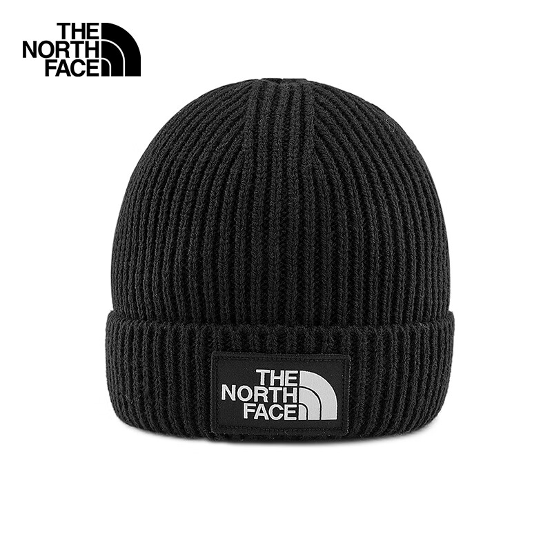 The North Face北面针织帽中性款Logo Box舒适保暖户外8CHE 黑色/JK3