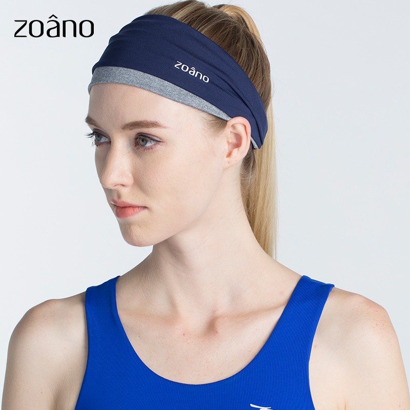 佐纳（Zoano）运动头带跑步瑜伽发带吸汗带加宽健身速干排汗防滑护额保暖头巾止汗带 灰白 均码