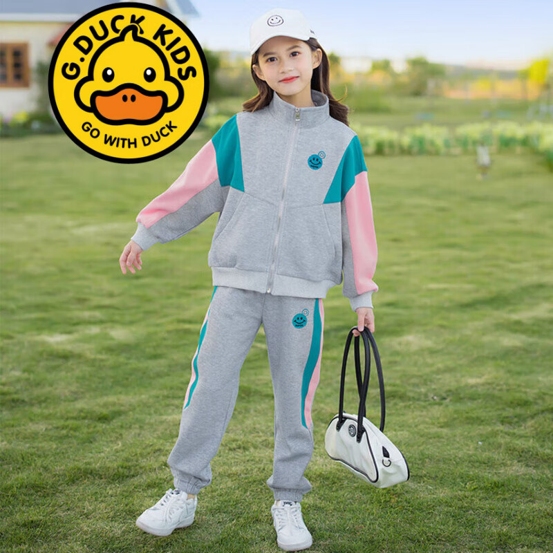 G.duck品牌童装3-14岁女童秋装套装春秋款8儿童外套裤子6女孩洋气两件套 BQ1210 藏蓝色 150
