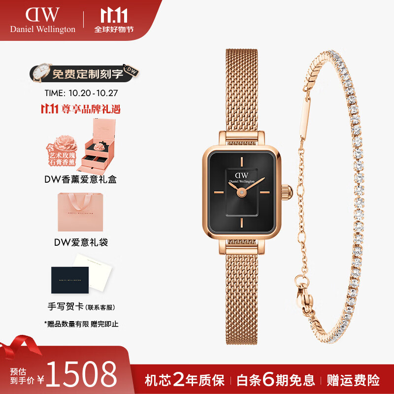 丹尼尔惠灵顿（DanielWellington）dw手表女 复古小方糖石英欧美腕表女士手表 生日礼物送女友 DW0010