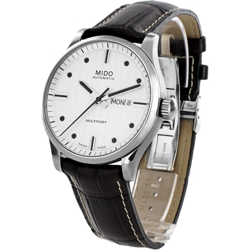 美度（MIDO）瑞士自動(dòng)機械表男款銀色拉絲紋銀盤(pán)皮帶商務(wù)休閑防水手表 initial