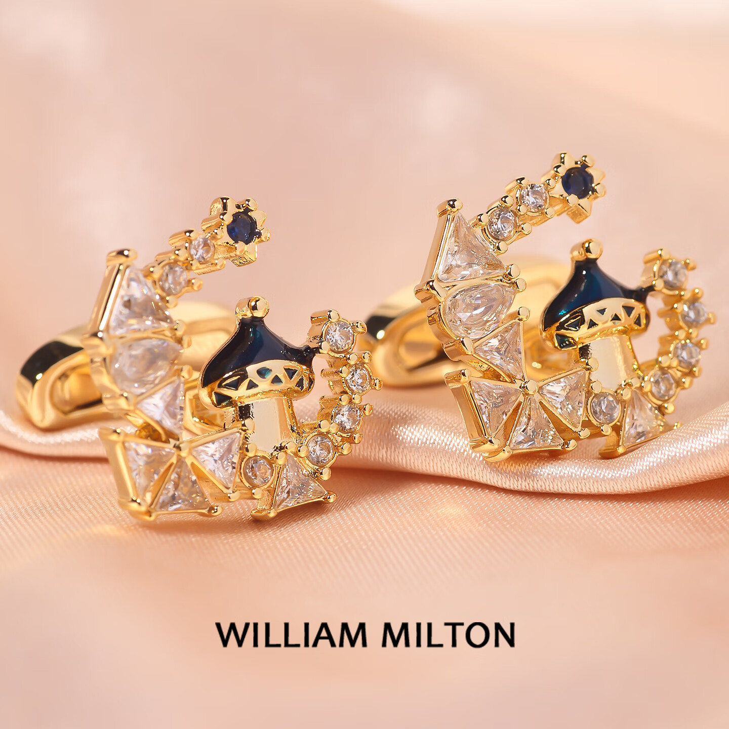 WILLIAM MILTON月明心栖设计感月亮水晶袖扣高端袖口钉定制礼物男 月明心栖