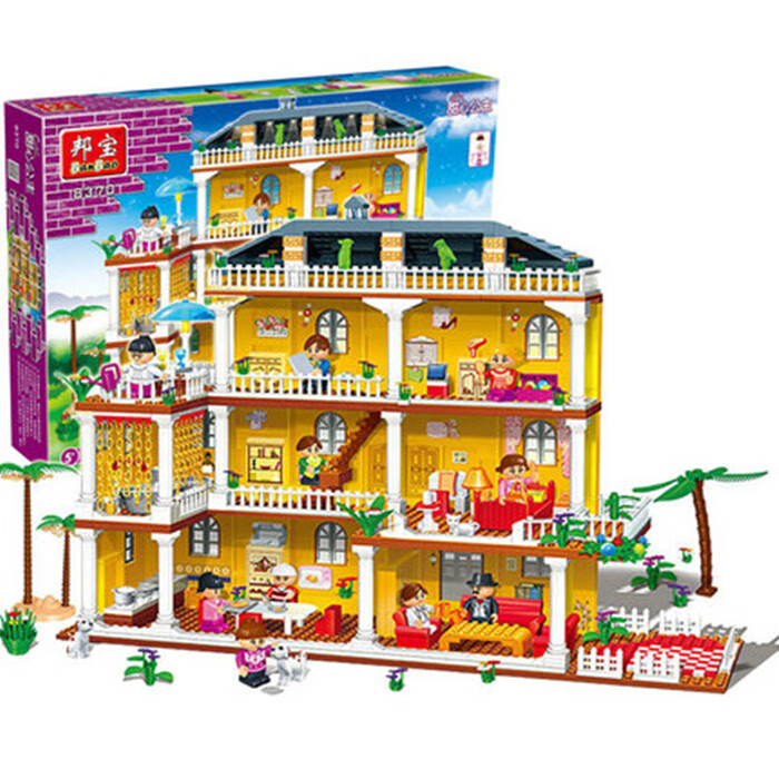 邦寶兒童過(guò)家家益智玩具城市女孩塑料拼插拼裝積木我愛(ài)我家8370 藍