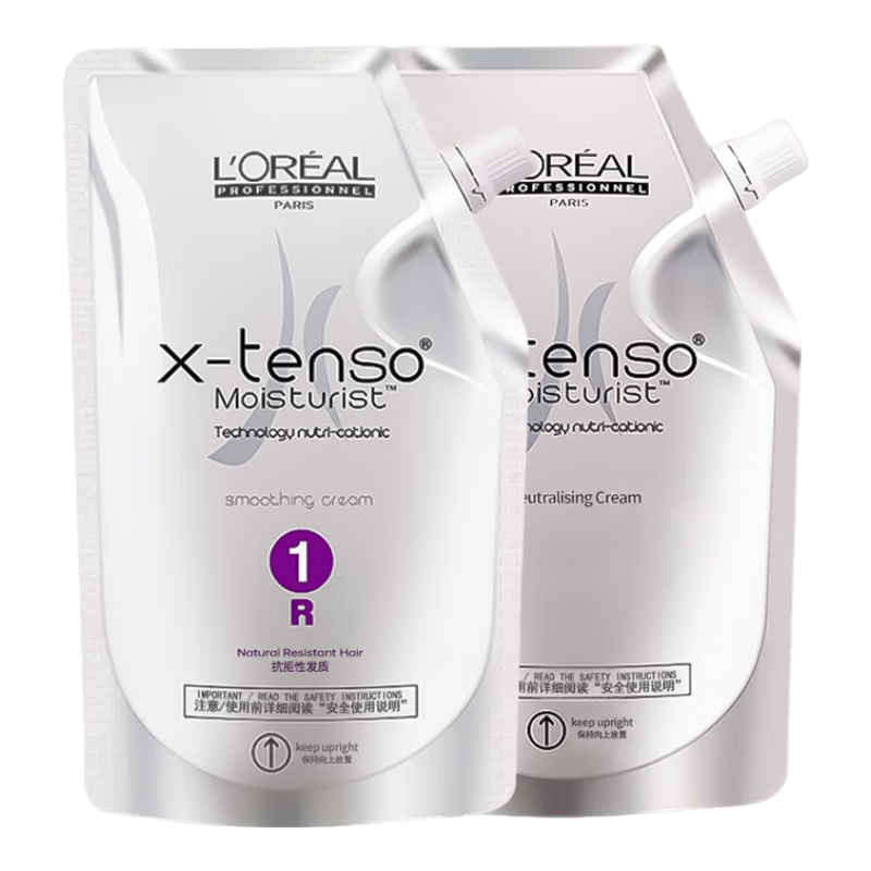 欧莱雅（LOREAL）直发膏烫发药水软化剂定型剂免夹免拉家用卷发拉直膏离子烫理发店 【抗拒发质】R直发膏400ml*2