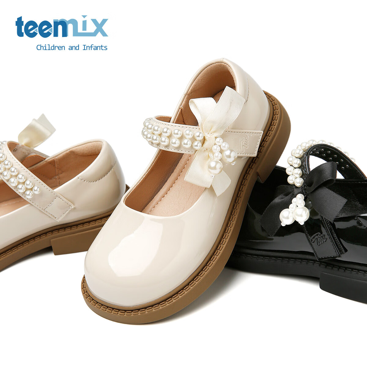 天美意天美意儿童2025秋季新款女童中大童软底皮鞋女孩时尚百搭公主单鞋 黑色 30