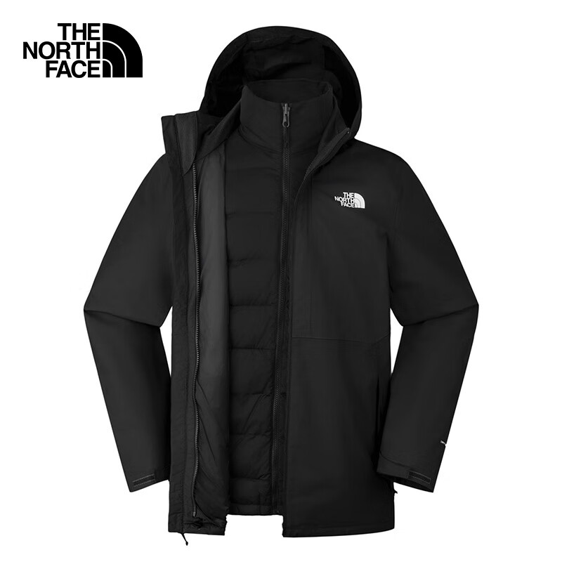 The North Face北面冲锋衣男羽绒内胆三合一户外防水保暖88RK 黑色/4H0 XL