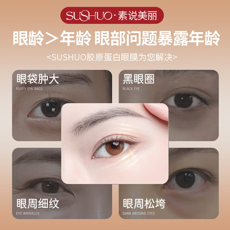 素说美丽SUSHUO多重重组胶原蛋白塑颜紧致眼贴膜五代眼膜贴官方正品单片装 共到手20对(五代*10+四代*10)