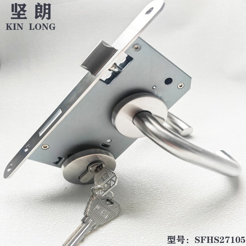 堅朗（KIN LONG）堅朗歐標防火鎖27105不銹鋼KIN LONG通道門(mén)消防門(mén)304把手分體門(mén)鎖 7260圓頭24整套