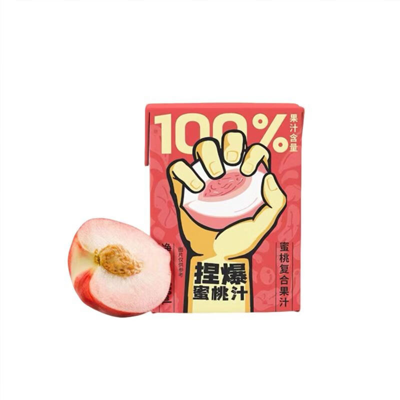 雀洲橙亿木子茶烤椰奶青提牛奶网红果汁组合下午茶饮料果汁奶茶 捏爆桃汁200ml*1瓶