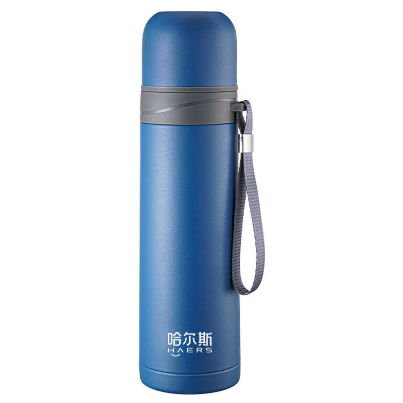 百亿补贴:哈尔斯(HAERS) 哈尔斯保温杯304不锈钢男女学生儿童水杯500ML泡茶户外便携暖壶 500ML磨砂蓝-304不锈钢 36.9元