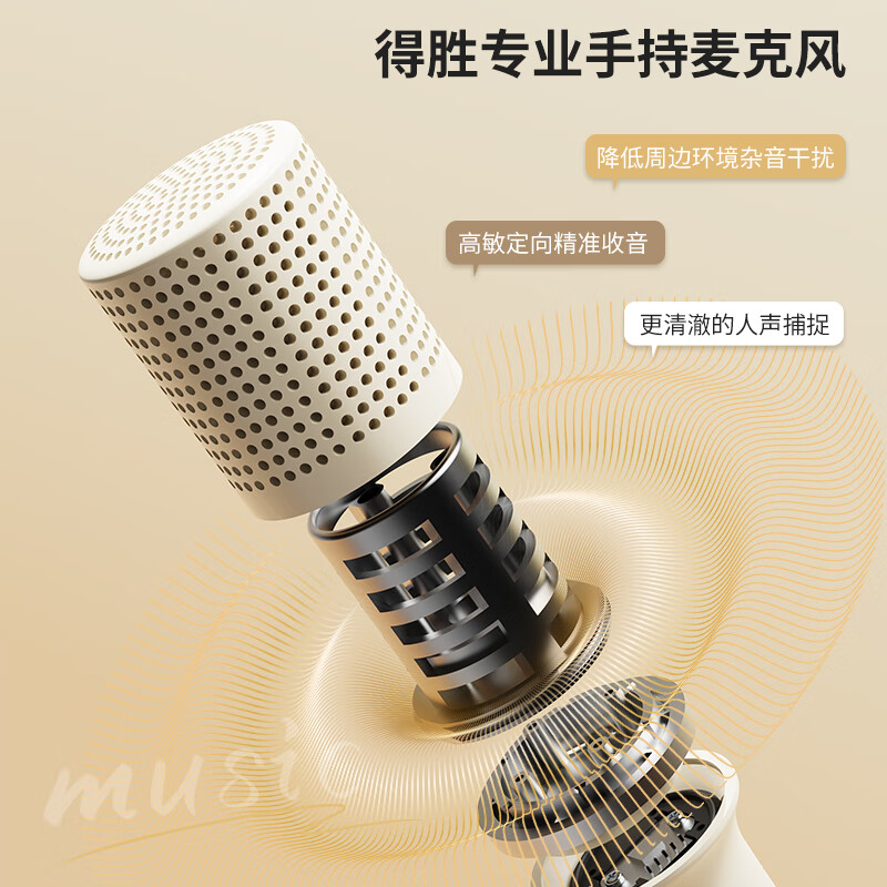 得胜(TAKSTAR)H2 k歌麦克风音箱一体机无线蓝牙音响唱歌专用神器家庭ktv音响套装儿童 H2米白色-双麦【15W功率,顺丰包邮】