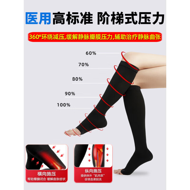 修正静脉曲张医用弹力袜治疗型压力袜裤护祙男女血栓医护夏季薄款 中筒露踝肤色I级 S