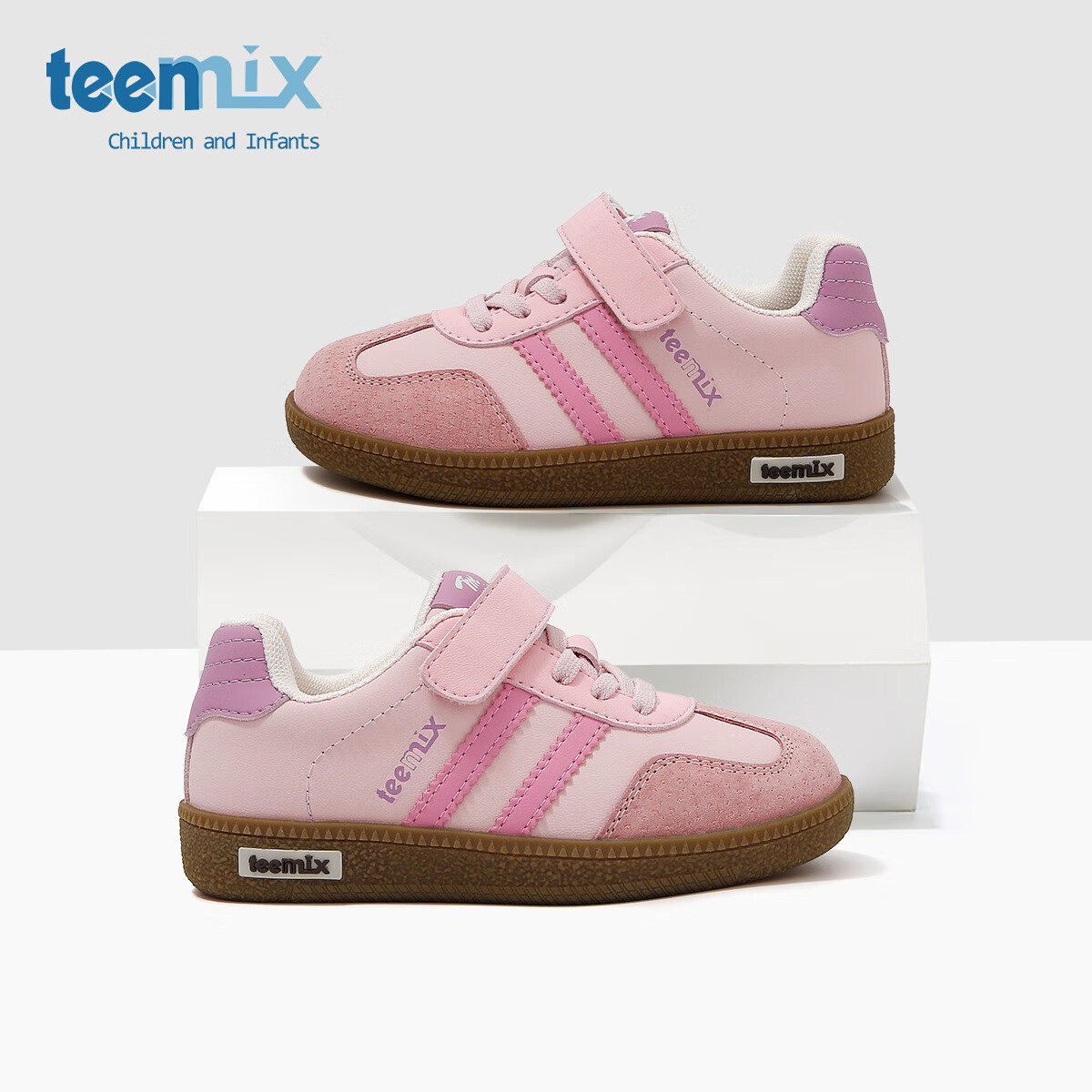 天美意童鞋女童板鞋2025春秋季新款男童运动鞋德训鞋低帮跑步鞋 梦幻粉 33