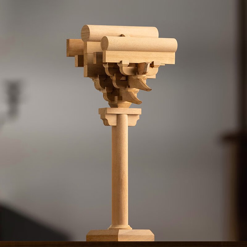 晚峰故宫五踩单翘单昂斗拱积木中国古建筑榫卯模型木制工艺品教具 五