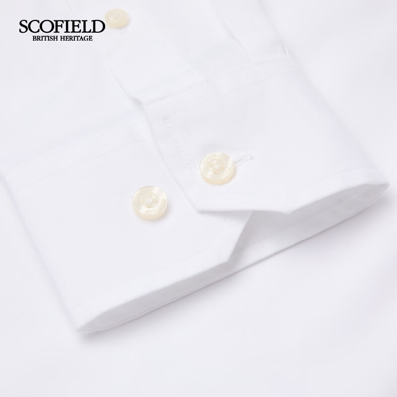 Scofield男士秋季新款商务通勤前胸精致狮子刺绣百搭长袖衬衫 白色 L (175)