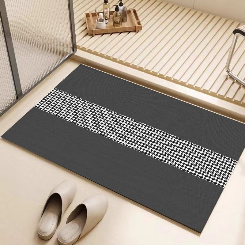 著忆浴室地垫软硅藻泥卫生间吸水垫子脚垫厕所洗手间门口防滑速干地毯 经典浅灰 60cm*90cm 【原创专利产品】