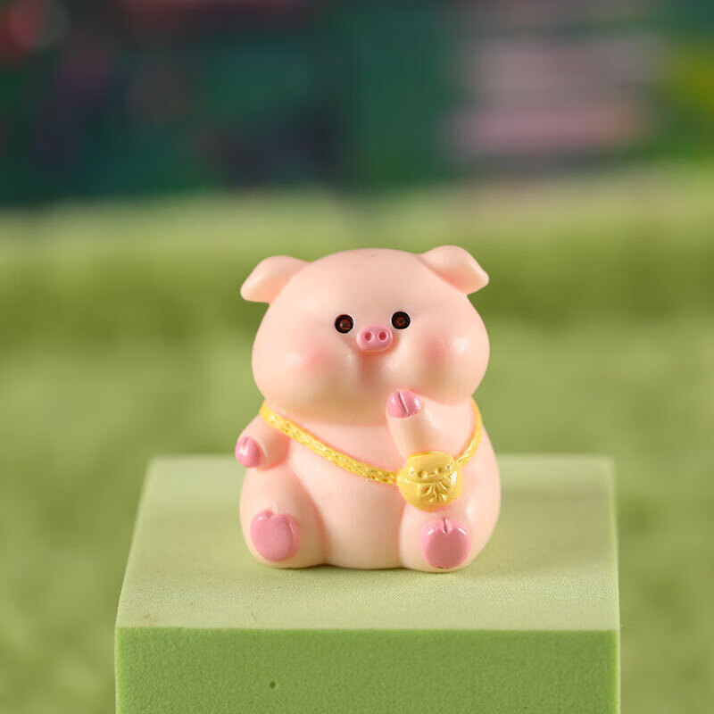 集物一册元旦礼物小猪摆件工位装饰车载摆件送朋友闺蜜创意小礼物 甜梦小猪6个+布袋盒装+无痕点胶