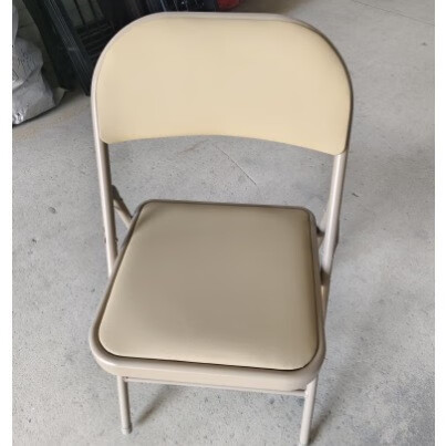 【优选好物】折叠椅金属家用简易靠背椅便携餐椅培训椅办公电脑椅 米驼色