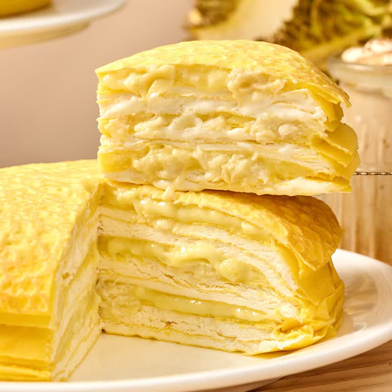 鲜达仓仓榴莲千层焦糖边干千层芋泥千层蛋糕奶酪芝士超市同款小甜品零食 榴莲千层*2盒【赠勺】