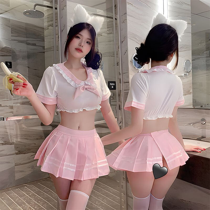姬欲性感清纯JK装水手服主播空姐内衣制服睡衣角色扮演攻速战袍 纯爱校花套装+白网袜 M【80-110斤】