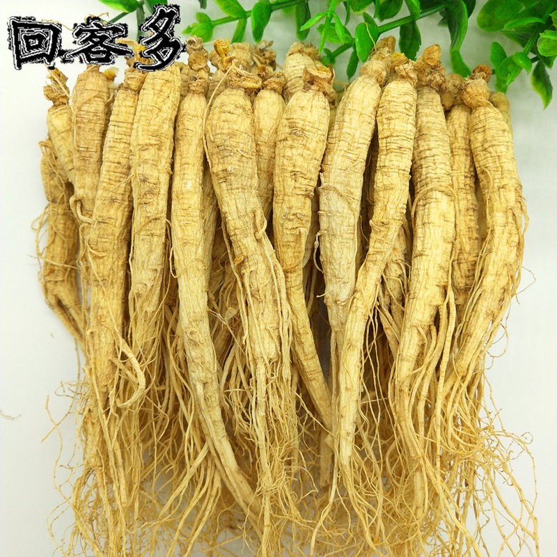 回客多500克长白山整支人参白参生晒参山参红人叁花新鲜东北特产泡酒料煲汤料营养参免费切片打粉吉林